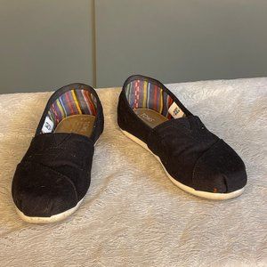 Toms Black Flats with Striped Interior